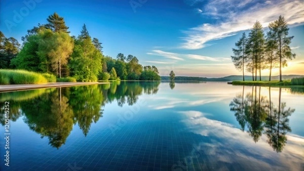 Fototapeta Serene pool water reflection, calm, lake,  calm, lake
