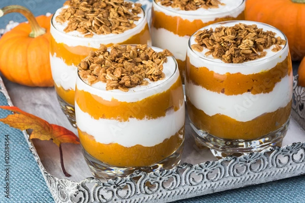 Obraz Pumpkin pie vanilla yogurt parfats.