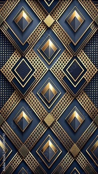 Obraz Elegant geometric pattern, dark navy blue background