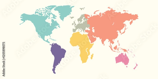 Fototapeta World Map, Very high resolution world map, isolated on white background. Infographic, Flat Earth, Globe similar world map icon. annual report, Travel worldwide, map silhouette.