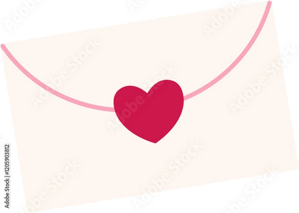 Fototapeta Valentine envelope flat vector.
love letter icon Isolated .
Transparent background.
