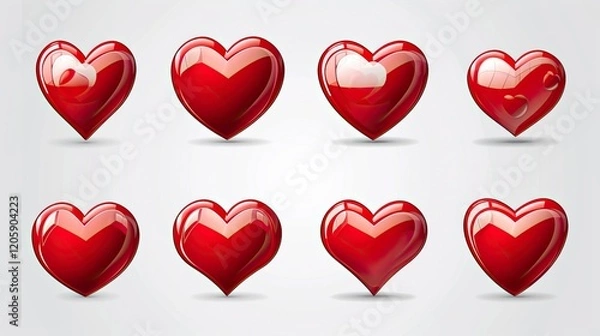 Fototapeta Red heart icons set vector 