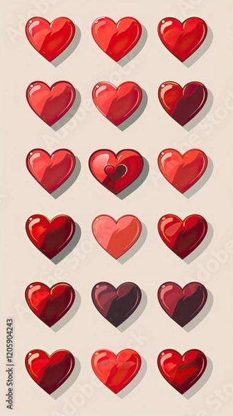 Fototapeta Red heart icons set vector 