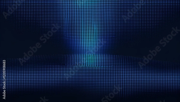 Obraz Abstract blue lights creating wavy pattern on dark background