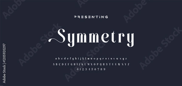 Fototapeta Premium luxury elegant alphabet letters and numbers. Elegant wedding typography classic serif font decorative vintage retro. Creative vector illustration