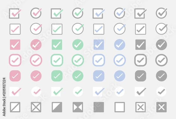 Fototapeta いろいろなチェックアイコン　イラスト素材セット / vector eps