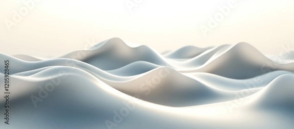Fototapeta Abstract geometric wave pattern with flowing motion creating smooth hills and curves in light colors