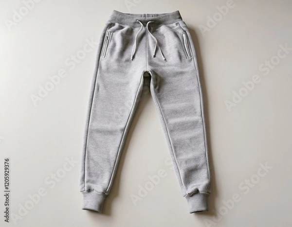 Fototapeta Stylish gray jogger pants for a comfortable and casual look.
