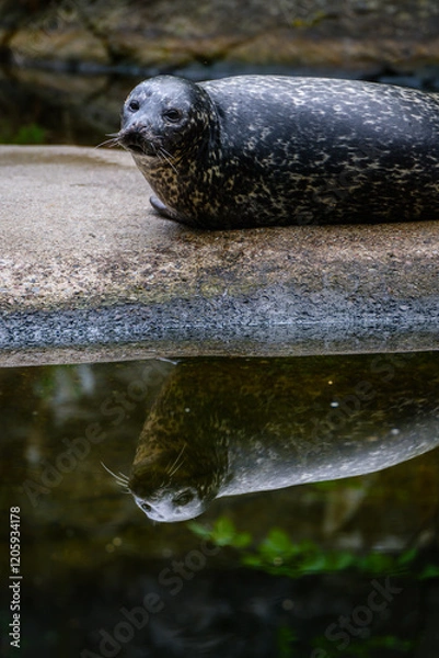 Obraz seal lying on a rock by the water
