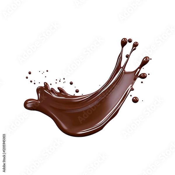 Fototapeta Delicious dark chocolate liquid splash isolated on a transparent background.
