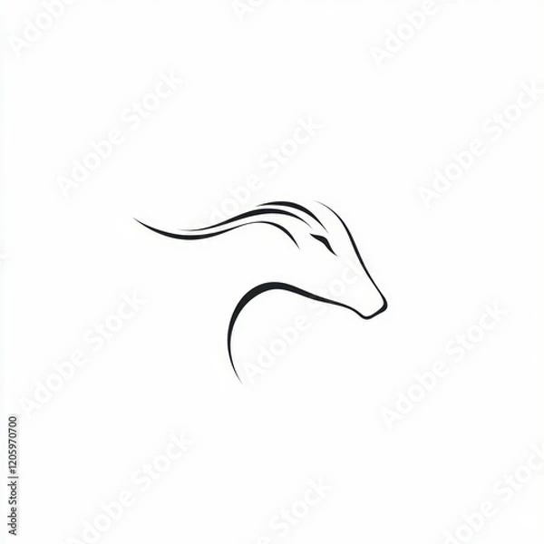 Fototapeta Elegant deer head profile, minimalist design, white background, logo concept
