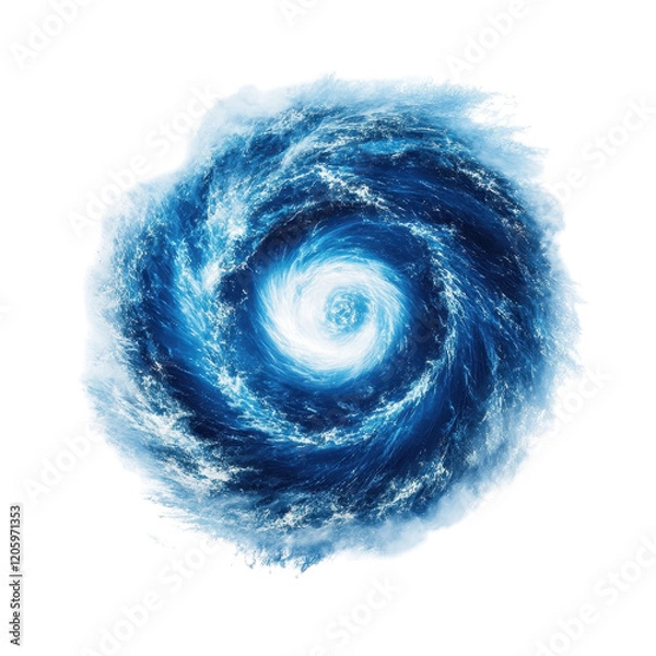 Fototapeta A swirling blue ocean vortex representing powerful nature forces and dynamic energy. transparent background