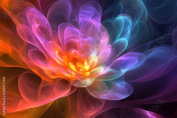 Fototapeta An abstract digital background featuring futuristic designs with elements such as geometric shapes, gradients, and dynamic lines, creating a modern and technological aesthetic.