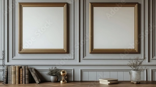 Fototapeta Elegant Interior Design with Empty Frames and Decorative Accents