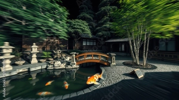 Fototapeta A festive Christmas tree stands tall on a boat, creating a whimsical scene against the backdrop of a picturesque European city with bridges spanning the river