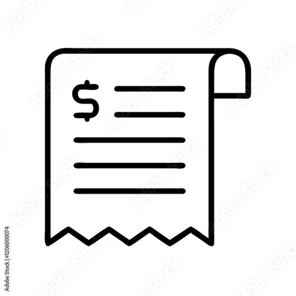 Fototapeta receipt icon, receipt line art - simple line art of receipt, perfect for receipt logos and icons
