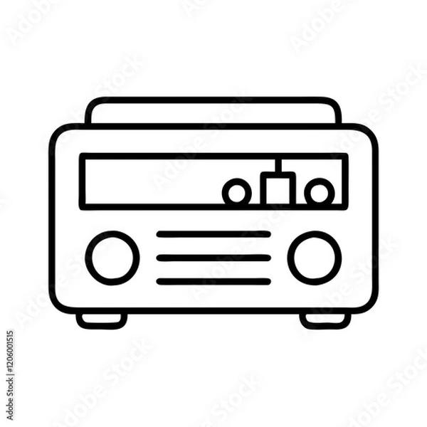 Fototapeta retro car radio icon, retro car radio line art - simple line art of retro car radio, perfect for retro car radio logos and icons