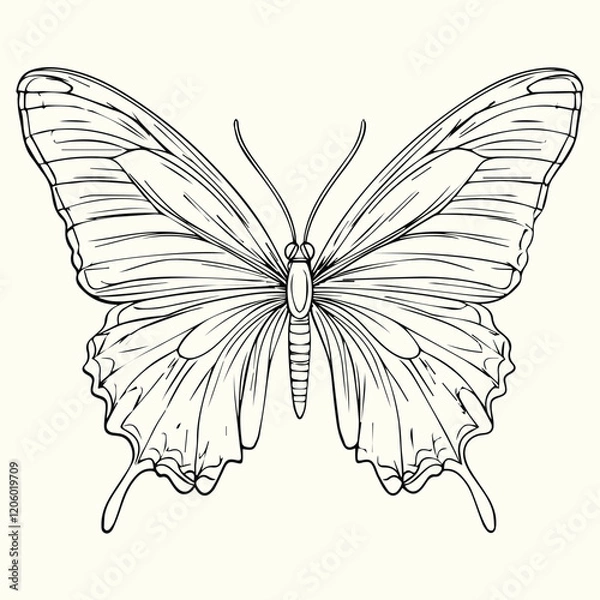 Fototapeta Butterfly Line Art Drawing Elegant and Minimalist Butterfly Sketches for Art, Design, and Nature-Inspired Projects