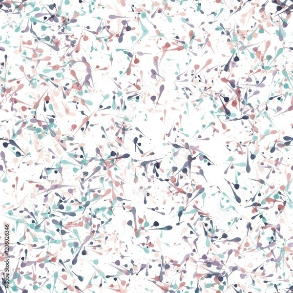 Obraz Ink or paint splashes on the white background. Paine grey, french lilac, old rose and verdigris colors. Seamless hand drawn pattern.