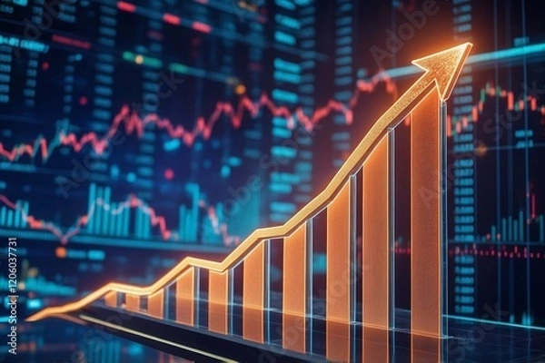 Fototapeta market chart with upward arrow