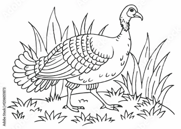 Obraz Turkey watercolor illustration. Hand drawn underwater element design Coloring page Design