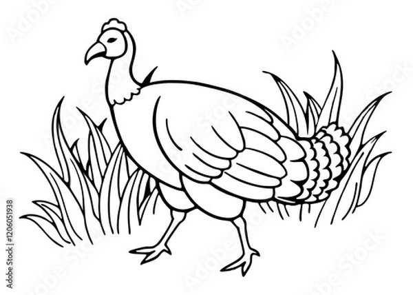 Fototapeta turkey bird isolated on white background. Vector illustration in cartoon flat style. Illustration for greeting cards, printing and other design projects.