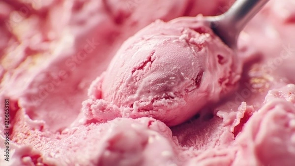 Obraz Close-up of pink ice cream being scooped
