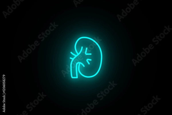 Fototapeta kidney line icon. Elements of Medicine in neon style icons. Neon human kidneys symbol in line style. Urinary system part symbol. Vector illustration. Elements of Medicine in neon style icons. Simple