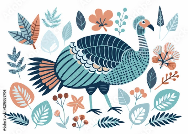 Fototapeta Wild turkey icon clipart avatar logotype Artistic vector marine design element on a transparent background