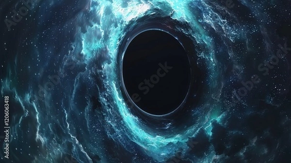 Fototapeta Abstract black hole with a swirling nebula Abstract space with a black hole and dark matter