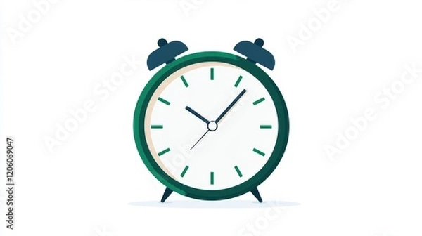 Fototapeta Stylish Green Alarm Clock with Clear Face and Bold Numbers