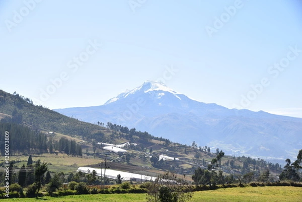 Obraz Cayambe volcano, the third highest peak in Ecuador