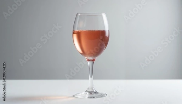 Fototapeta Glass of rosé wine on a minimalistic background with soft lighting and copy space