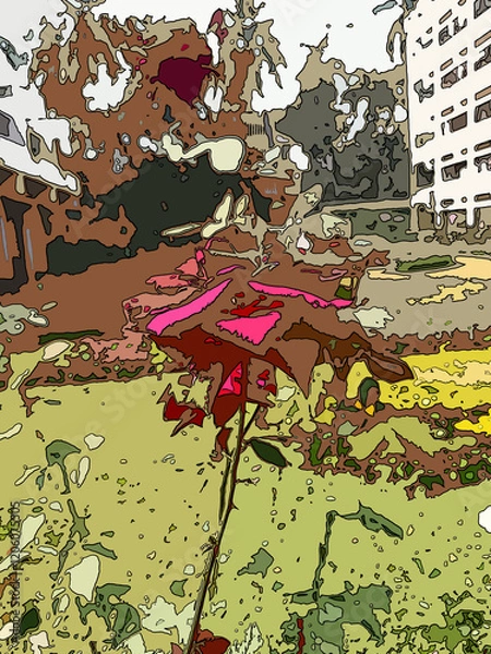 Obraz Red Flower in Green Field