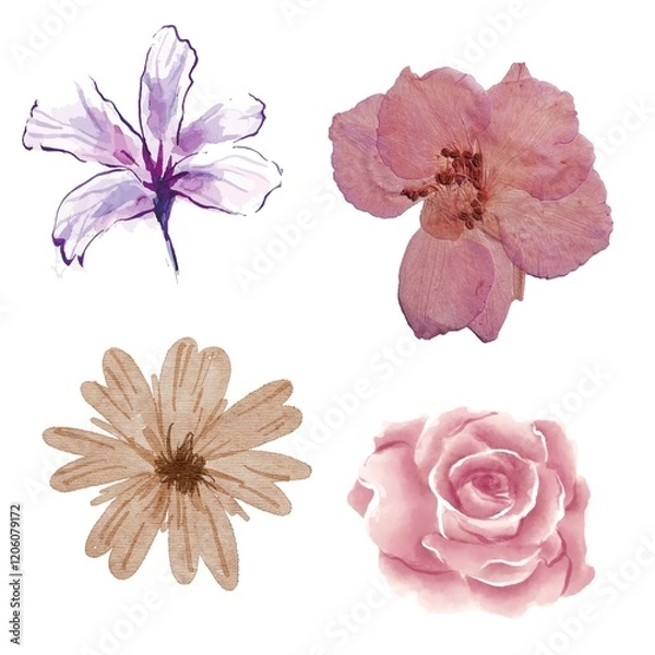 Fototapeta "Elegant Flower Illustrations Bundle: Hand-Drawn Floral Designs for Creative Projects"