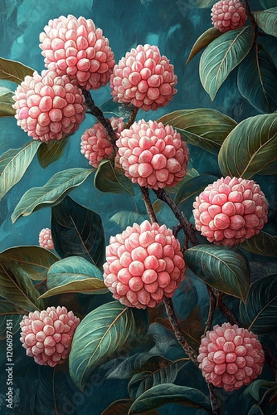 Obraz Pink Flower Clusters on Lush Green Leaves