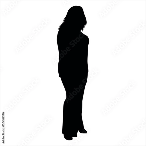 Fototapeta Fat man doing exercise Silhouette vector illustration
