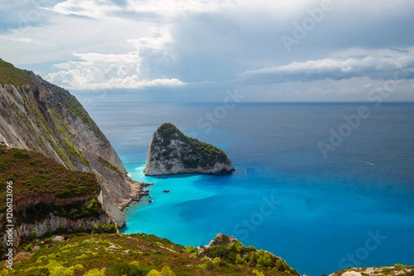 Obraz Beautiful view of the turquoise Ionian Sea on the island of Zakynthos, a popular place for tourists