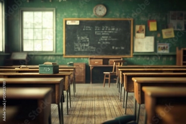 Fototapeta A retro setting capturing the essence of traditional learning spaces.