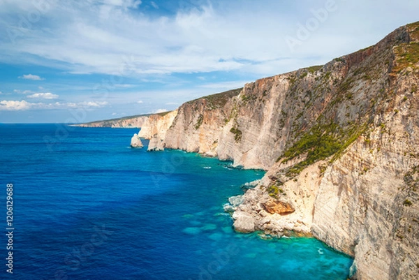 Obraz Beautiful view of the turquoise Ionian Sea on the island of Zakynthos, a popular place for tourists