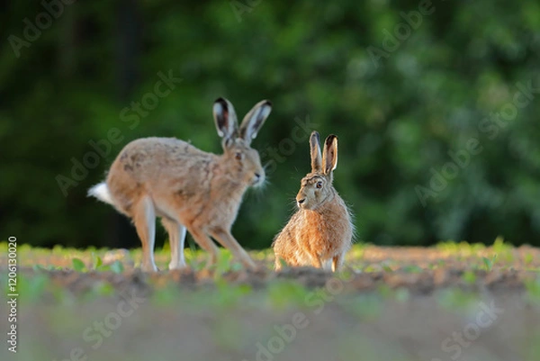 Obraz Zając szarak, hare, (Lepus europaeus)