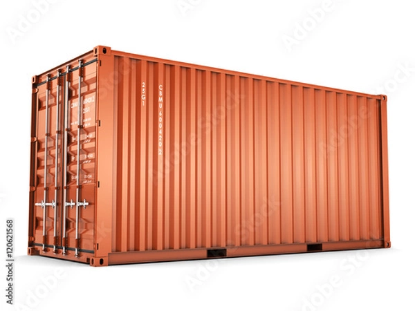 Fototapeta 3D rendering Isolated cargo container