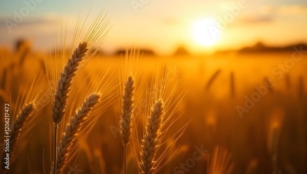 Fototapeta wheat field at sunset