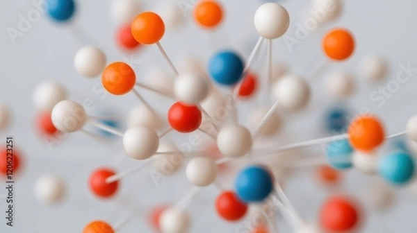 Fototapeta Colorful Molecular Structure Model, Fusion of Science and Creativity