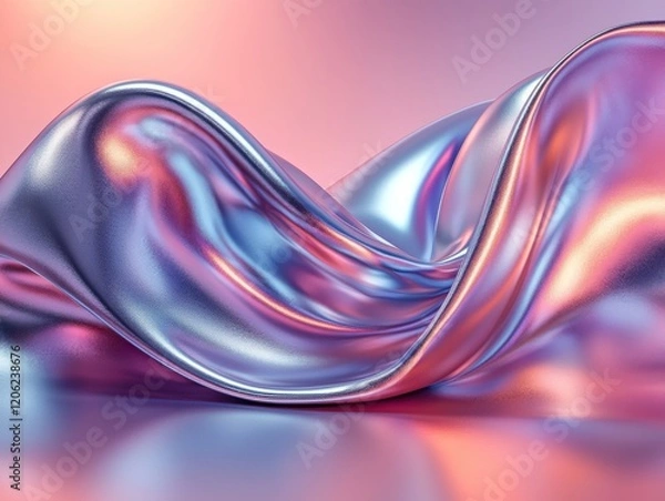 Fototapeta Dynamic fluid waves in abstract digital art with vibrant colors, embodying contemporary aesthetics in a close-up modern design concept