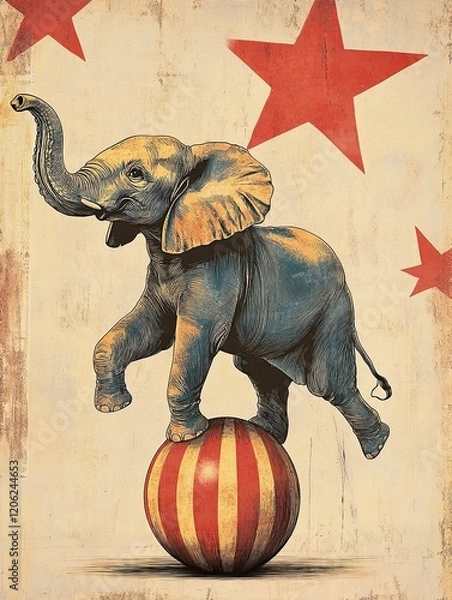 Obraz Vintage circus style poster with an elephant