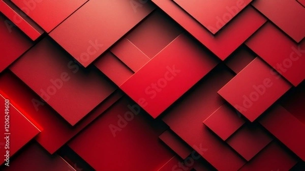 Obraz A contemporary abstract design of overlapping red geometric shapes, offering a visual representation of depth, rhythm, and modern artistic expression in bold color.