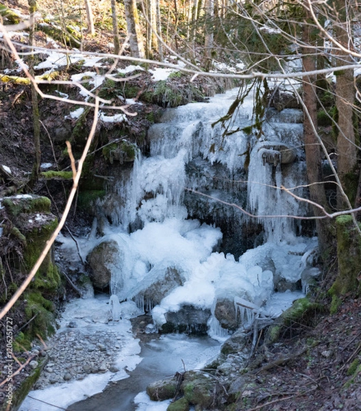 Obraz Eiszapfen im Winter am Bach