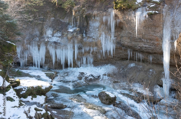 Obraz Eiszapfen im Winter am Bach