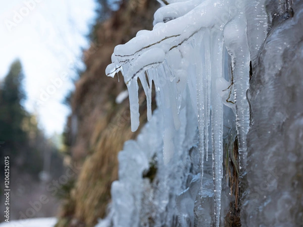 Obraz Eiszapfen im Winter am Bach